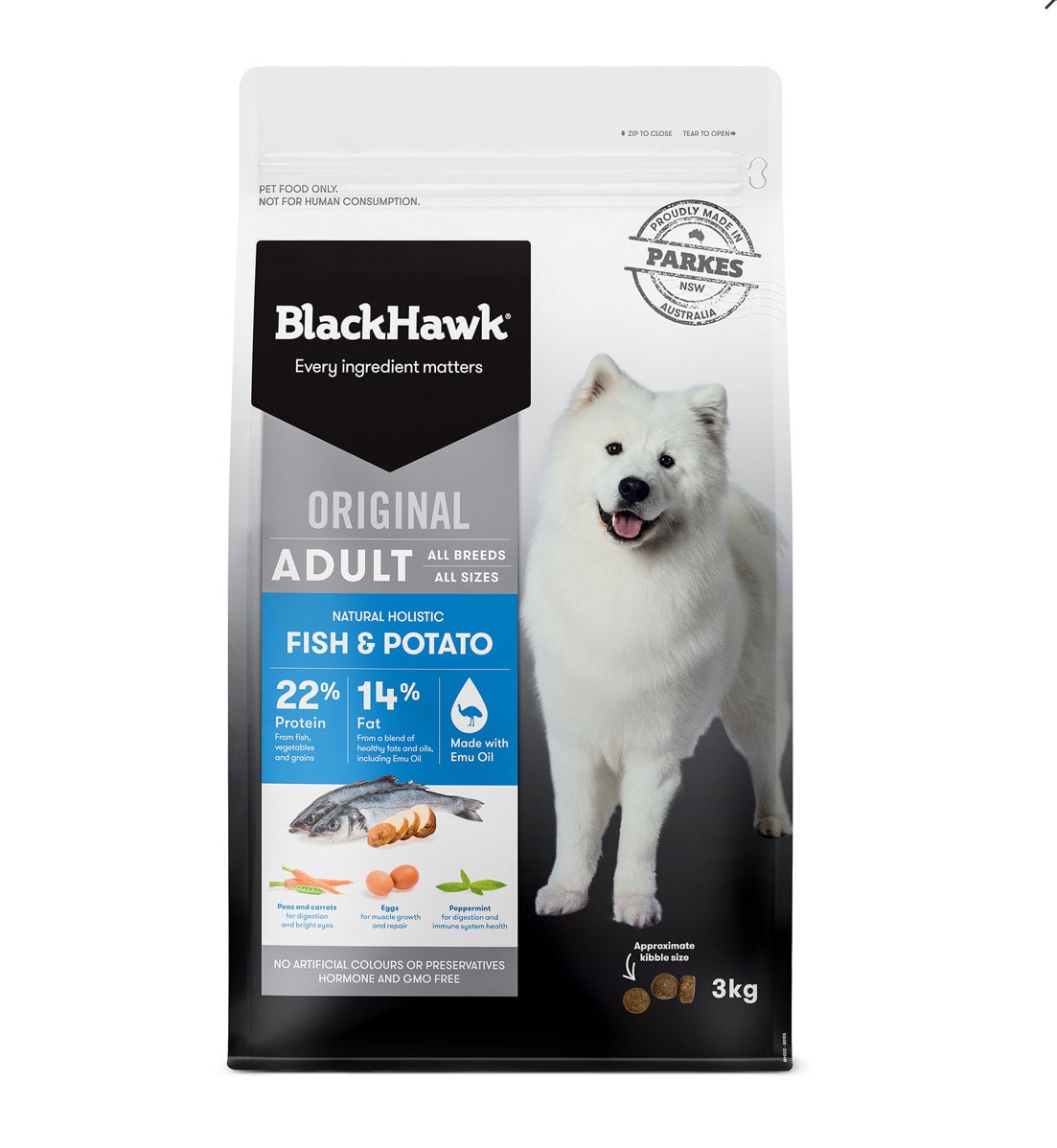 Black Hawk Fish and Potato Adult Dog 20kg Newman Feed and Pet Supplies
